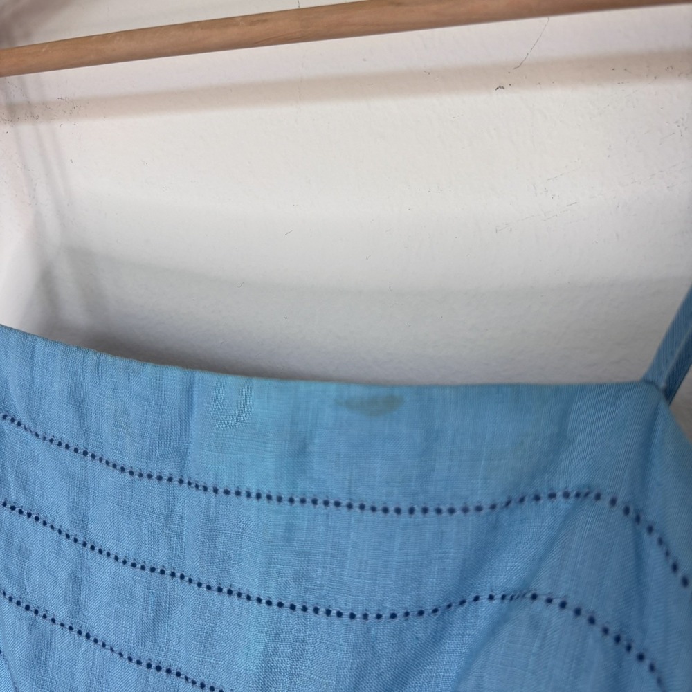 Ann Taylor Blue Linen Eyelet Sundress Dress Size 2P - Picture 3 of 6